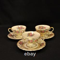 Rosenthal Germany 3 Cups & Saucers Demitasse Pedestal Queen's Bouquet 1952-1975
