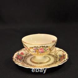 Rosenthal Germany 3 Cups & Saucers Demitasse Pedestal Queen's Bouquet 1952-1975