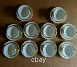 Rosenthal Germany White Gold Trim Set 8 Demitasse Cups+saucers Laurel Wreath