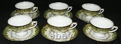 Rosenthal Green Iris 6 Cups & 6 Saucers Gold Trim Louis Seize Line