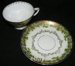 Rosenthal Green Iris 6 Cups & 6 Saucers Gold Trim Louis Seize Line