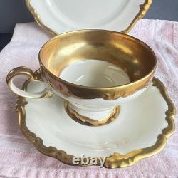 Rosenthal Pompadour Cup Saucer Dessert Plate Gold Encrusted U. S. Zone Germany