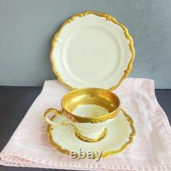 Rosenthal Pompadour Cup Saucer Dessert Plate Gold Encrusted U. S. Zone Germany