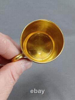 Rosenthal Raised Gold Leaf & Cobalt Band Gold Interior Demitasse Cup & Saucer