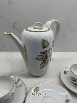 Rosenthal Selb Bavaria Gilded Coffee Pot Flower With 3 Cups & Saucers