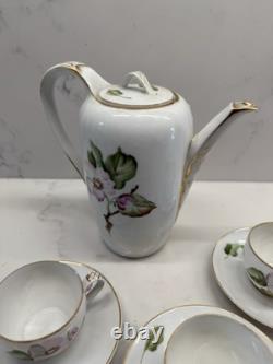Rosenthal Selb Bavaria Gilded Coffee Pot Flower With 3 Cups & Saucers