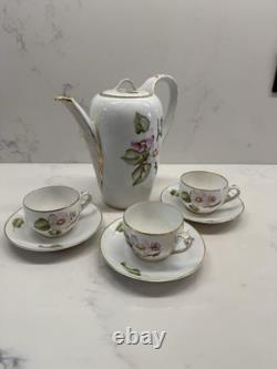 Rosenthal Selb Bavaria Gilded Coffee Pot Flower With 3 Cups & Saucers