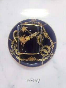 Rosenthal Selb Germany Cobalt Blue with Gold bow floral decoration Cup & Saucer
