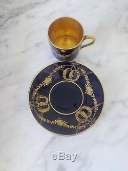 Rosenthal Selb Germany Cobalt Blue with Gold bow floral decoration Cup & Saucer