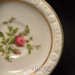Rosenthal Set 4 Cups & Saucers Demitasse Maria Mold Moss Rose Floral withGold 1943