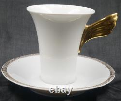Rosenthal Versace Medaillon Meandre D'or Cup & Saucer White & Gold Wing Handle