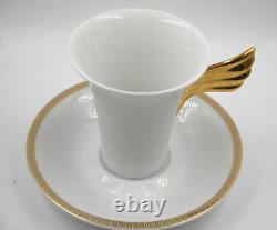 Rosenthal Versace Medaillon Meandre D'or Cup & Saucer White & Gold Wing Handle
