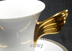 Rosenthal Versace Medaillon Meandre D'or Cup & Saucer White & Gold Wing Handle