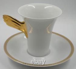 Rosenthal Versace Medaillon Meandre D'or Cup & Saucer White & Gold Wing Handle
