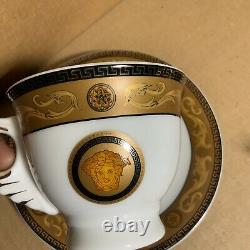 Rosenthal Versace Medusa Black & Gold Set Of Tea Cup & Saucer