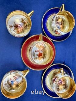 Rosenthal Vienna Austria 1920s Set Demitasse 3 Cups & 5 Saucers-Fantastic