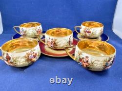 Rosenthal Vienna Austria 1920s Set Demitasse 3 Cups & 5 Saucers-Fantastic