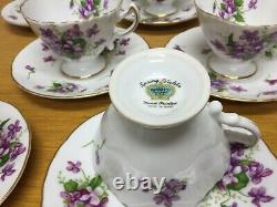 Rossetti SPRING VIOLETS (8 Sets) Footed Cups & Saucers withGold Trim Japan