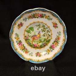 Royal Albert 4 Cups & 4 Saucers Chelsea Bird Blue Multicolor withGold 1940's Avon