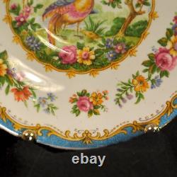 Royal Albert 4 Cups & 4 Saucers Chelsea Bird Blue Multicolor withGold 1940's Avon