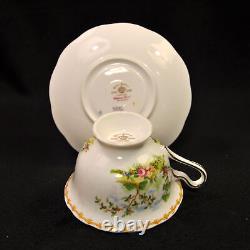 Royal Albert 4 Cups & 4 Saucers Chelsea Bird Blue Multicolor withGold 1940's Avon