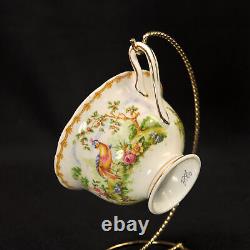 Royal Albert 4 Cups & 4 Saucers Chelsea Bird Blue Multicolor withGold 1940's Avon