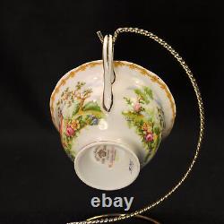 Royal Albert 4 Cups & 4 Saucers Chelsea Bird Blue Multicolor withGold 1940's Avon