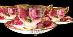 Royal Albert Bone China English Rose Gold Gilded Tea Cup & Saucer Mid Century