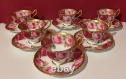 Royal Albert Bone China English Rose Gold Gilded Tea Cup & Saucer Mid Century