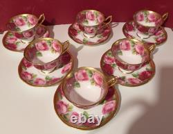 Royal Albert Bone China English Rose Gold Gilded Tea Cup & Saucer Mid Century