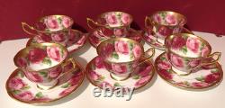 Royal Albert Bone China English Rose Gold Gilded Tea Cup & Saucer Mid Century