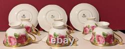 Royal Albert Bone China English Rose Gold Gilded Tea Cup & Saucer Mid Century