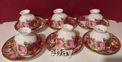 Royal Albert Bone China English Rose Gold Gilded Tea Cup & Saucer Mid Century