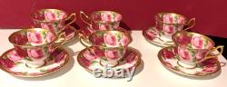 Royal Albert Bone China English Rose Gold Gilded Tea Cup & Saucer Mid Century