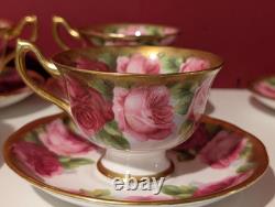 Royal Albert Bone China English Rose Gold Gilded Tea Cup & Saucer Mid Century