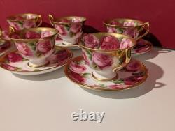Royal Albert Bone China English Rose Gold Gilded Tea Cup & Saucer Mid Century