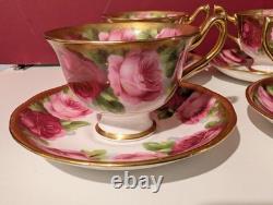 Royal Albert Bone China English Rose Gold Gilded Tea Cup & Saucer Mid Century