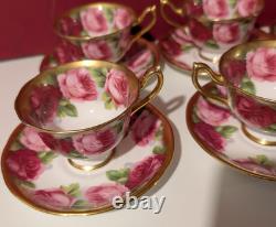 Royal Albert Bone China English Rose Gold Gilded Tea Cup & Saucer Mid Century