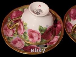 Royal Albert Bone China English Rose Gold Gilded Tea Cup & Saucer Mid Century