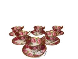 Royal Albert Bone China English Rose Gold Gilded Tea Cup & Saucer Mid Century