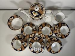 Royal Albert Crown China Imari Coffee Set c1925 Cobalt Blue Gold 6 Cups England