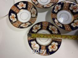 Royal Albert Crown China Imari Coffee Set c1925 Cobalt Blue Gold 6 Cups England
