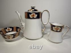 Royal Albert Crown China Imari Coffee Set c1925 Cobalt Blue Gold 6 Cups England
