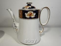 Royal Albert Crown China Imari Coffee Set c1925 Cobalt Blue Gold 6 Cups England