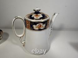 Royal Albert Crown China Imari Coffee Set c1925 Cobalt Blue Gold 6 Cups England