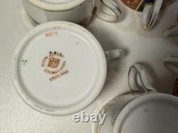 Royal Albert Crown China Imari Coffee Set c1925 Cobalt Blue Gold 6 Cups England