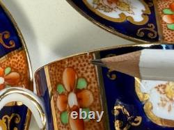 Royal Albert Crown China Imari Coffee Set c1925 Cobalt Blue Gold 6 Cups England