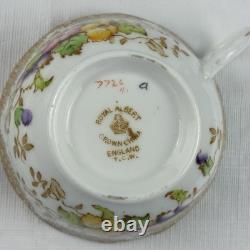 Royal Albert Crown China Pansy 7726 Tea Cups & Saucers Set 15 Pc Floral Gold