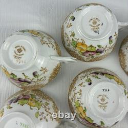 Royal Albert Crown China Pansy 7726 Tea Cups & Saucers Set 15 Pc Floral Gold