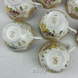 Royal Albert Crown China Pansy 7726 Tea Cups & Saucers Set 15 Pc Floral Gold
